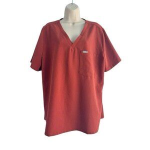 FIGS Womens Sz XXL Catarina Scrub Top in Ltd. Ed. Auburn Orange Medical Nursing